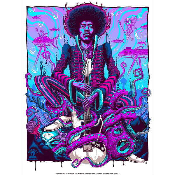 Jimi Hendrix Under the Sea Cotton Rag Variant Poster