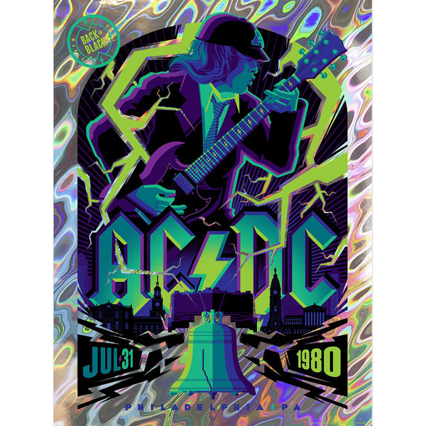 AC/DC July 31, 1980 Philadelphia, PA Poster Midnight Lava Foil Variant